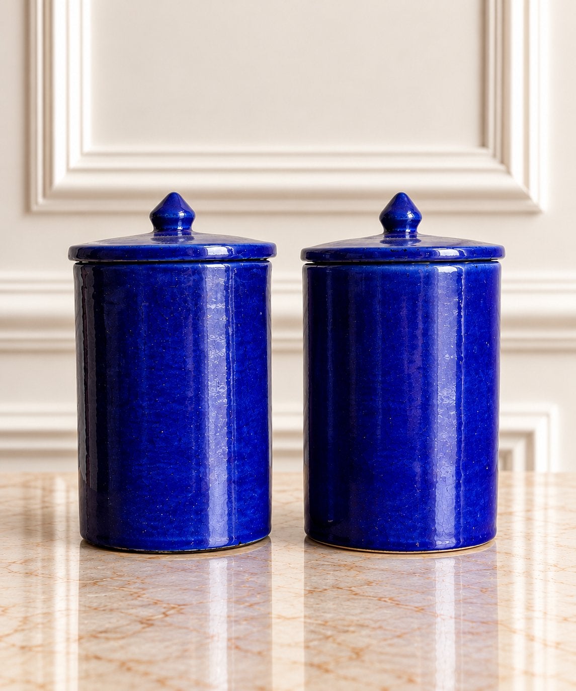 Potten azuur blauw design bakjes handgemaakt, Ophalen of Verzenden