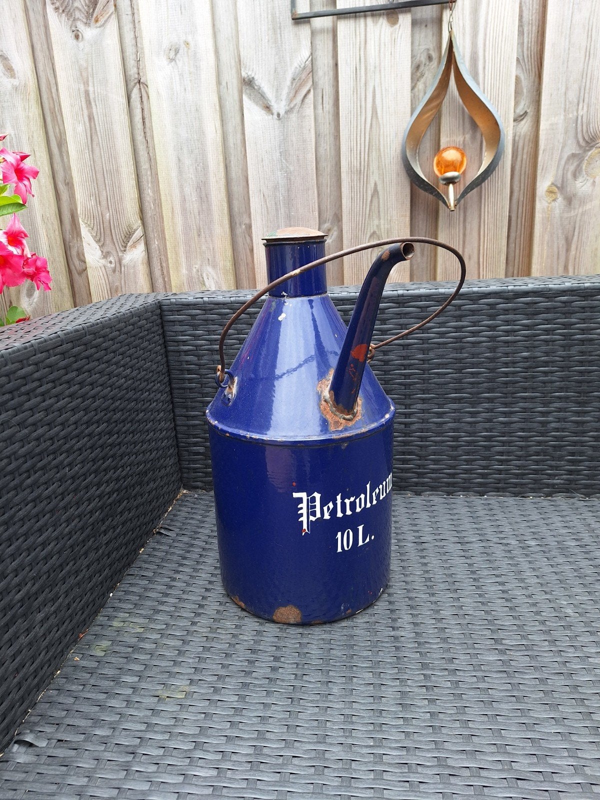 Antieke Petroleumkan - Blauw Emaille, 10 Liter, Ophalen