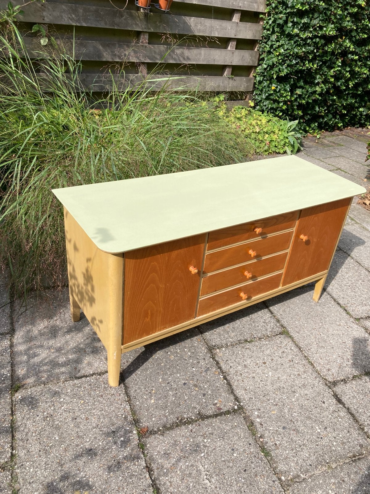 Bijzondere houten vintage dressoirkast jaren 70, Antiek en Kunst, Ophalen