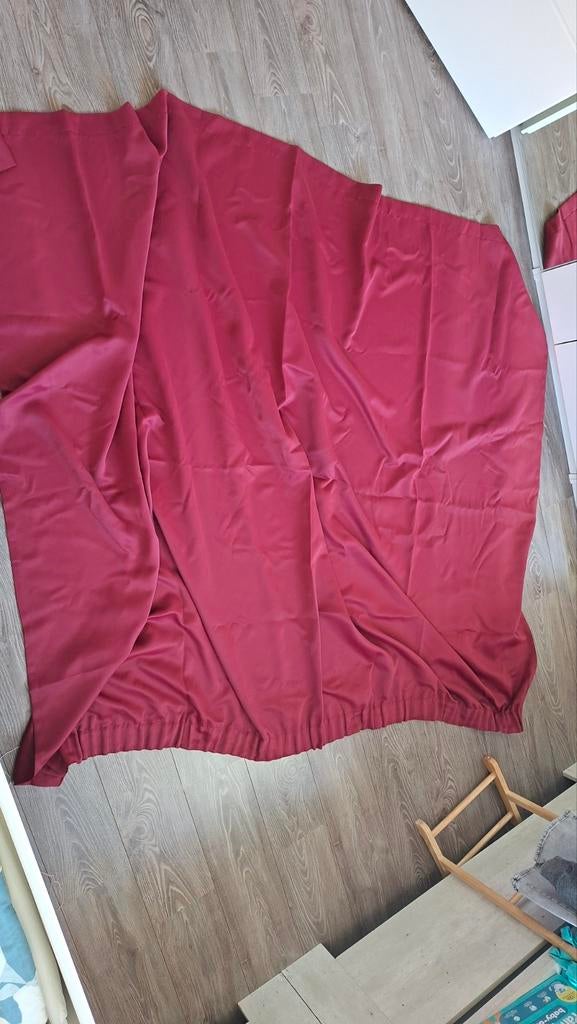 Bordeauxrode gordijnen - 185 cm x 180 cm, Gebruikt, 150 tot 200 cm, Ophalen of Verzenden, 150 tot 200 cm
