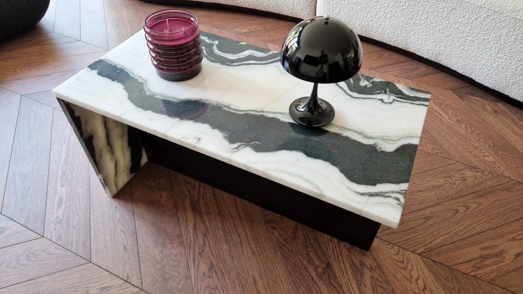 Prachtige salontafel van echt panda marmer - 80x40x42, Ophalen, Overige materialen, 50 tot 100 cm, 50 tot 100 cm