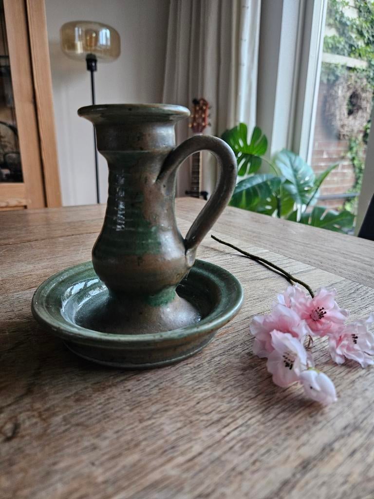 Vintage Keramieke Kaarsenhouder Sint Paulusabdij Groen, Ophalen of Verzenden