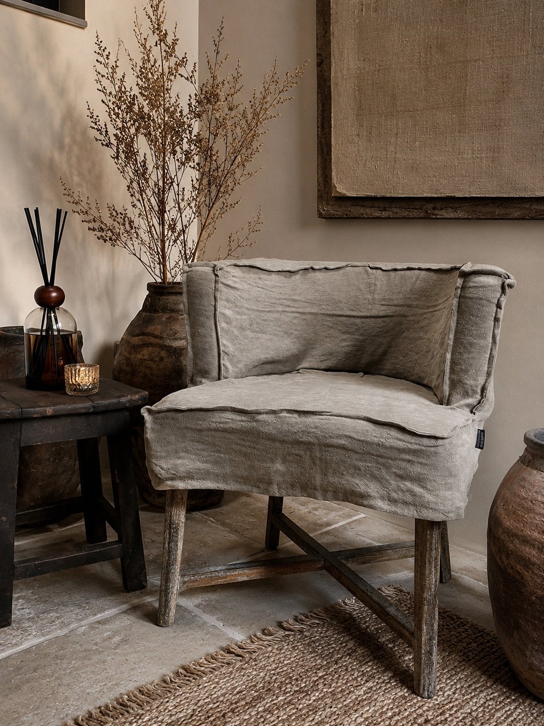 Aura Peeperkorn Eetkamerstoel Dirkje | Kleur Taupe | Linnen