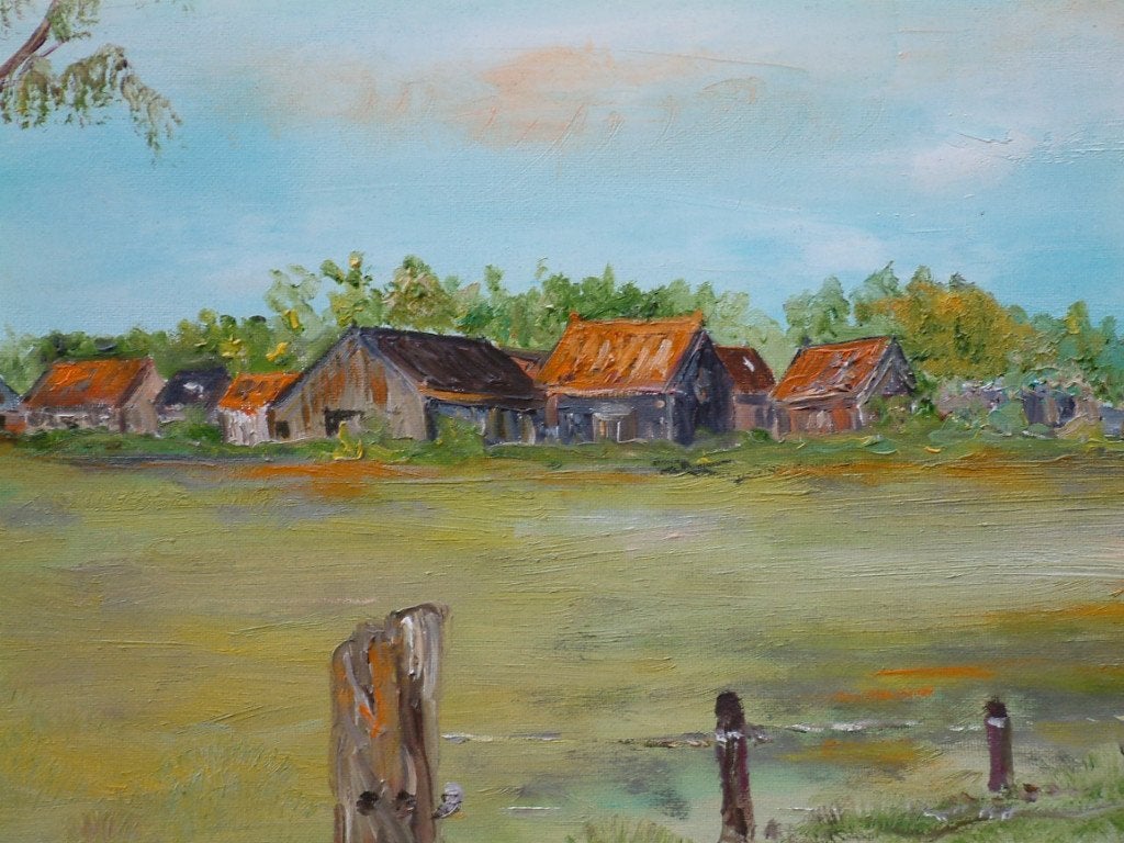 Domburg   vergezicht  60 x80 doek, Ophalen, Doek, Gesigneerd, Landschap