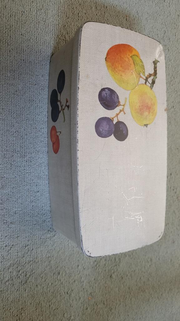 Vintage blikken trommel, IRA Denmark, met fruitdecoratie, Ophalen of Verzenden