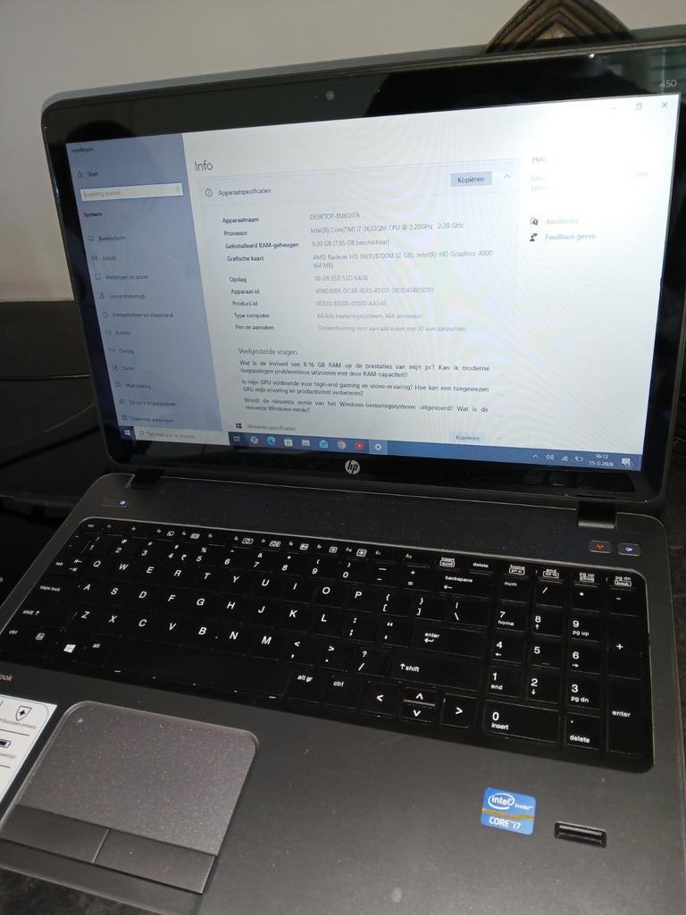 HP 450G0 i7, Ophalen, Gebruikt, 2 tot 3 Ghz, 8 GB