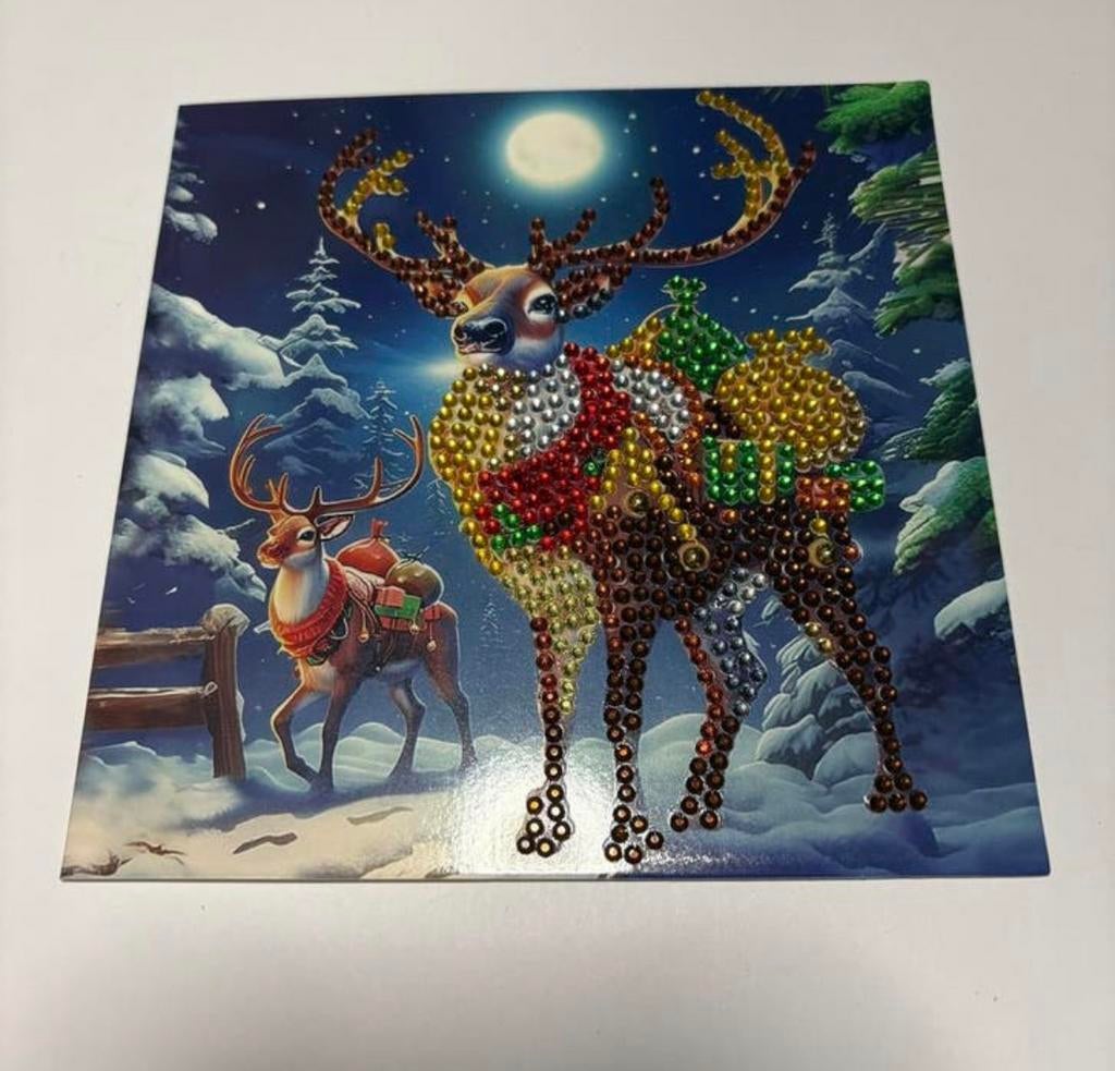 Diamond painting kerstkaart hert, Ophalen of Verzenden, Zo goed als nieuw, Kerst