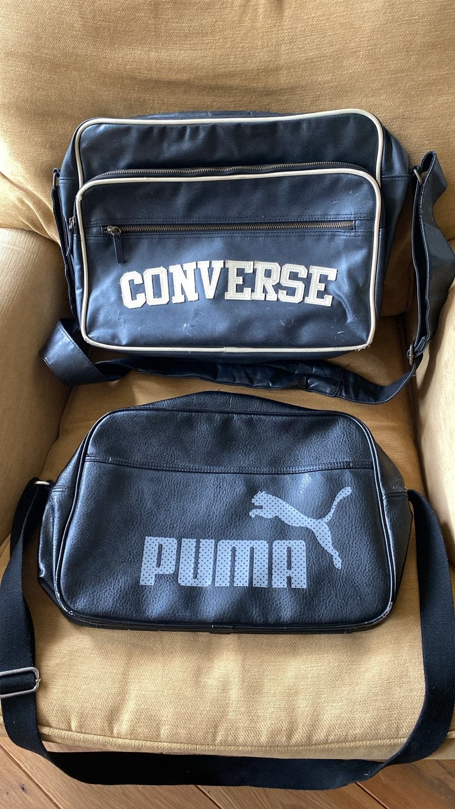 Vintage Converse & Puma Schoudertassen - Old School Stijl, Verzenden, Gebruikt, Zwart, Schoudertasje