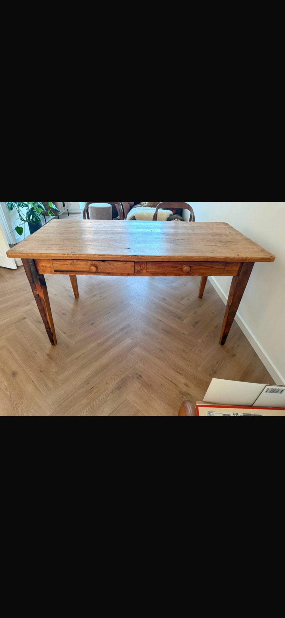 Grenen eettafel met 2 lades - 160x85x78,5 cm, Ophalen