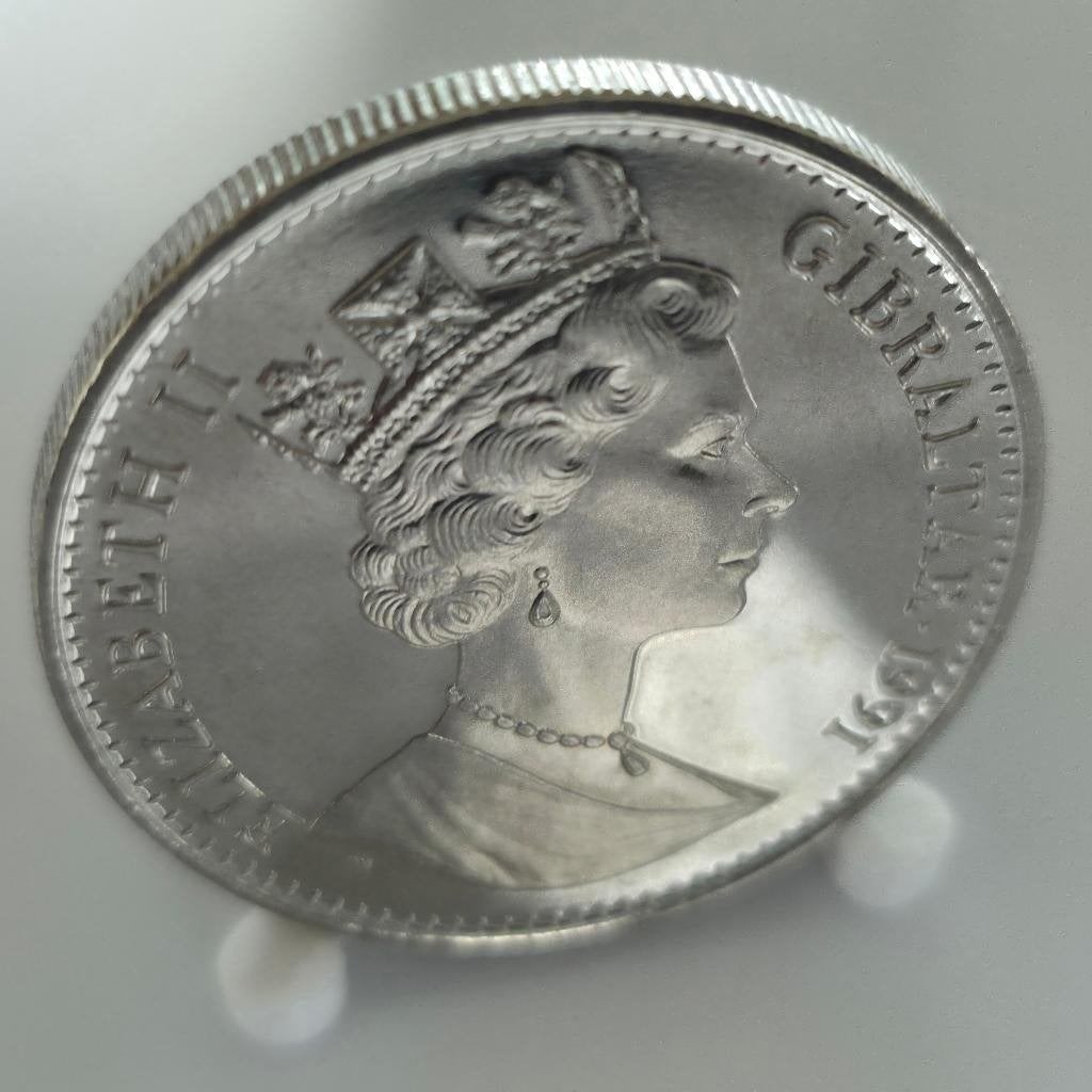 1 Crown – Gibraltar 1991 – Princess Diana – BU/PL, Ophalen of Verzenden, Overige landen, Losse munt