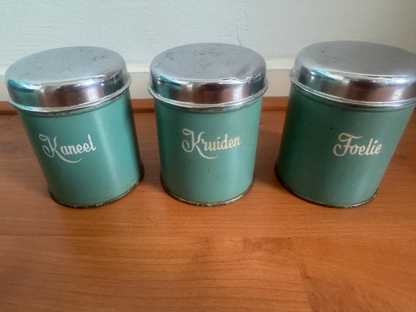 Vintage Keukenblikjes en blik - Jaren '50/'60 kleur groen, Ophalen of Verzenden