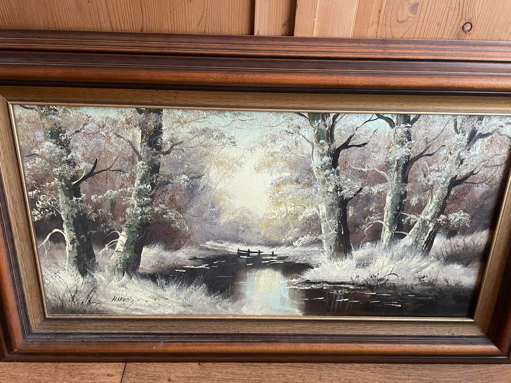 Mooi origineel schilderij van H Sanders, Antiek en Kunst, Kunst | Schilderijen | Klassiek, Ophalen