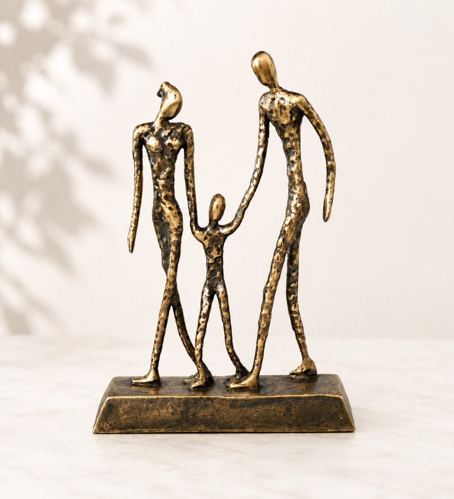FAMILIE / 1 kind / bronzen beeld / 21,5 cm hoog, Ophalen of Verzenden, Handgemaakt, Brons, Beeld