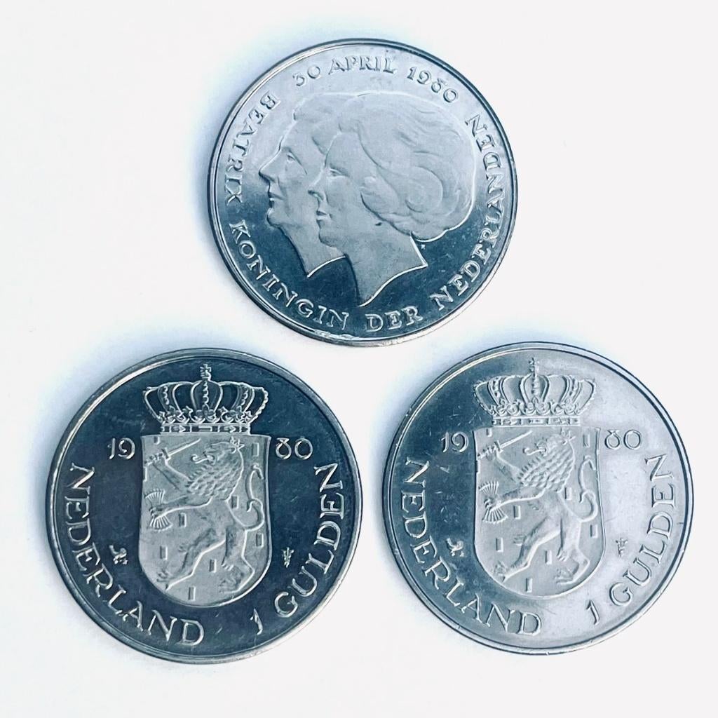 Herdenkingsmunten Kroning 1980 (3 guldens), Ophalen of Verzenden, Koningin Beatrix, 1 gulden, Losse munt