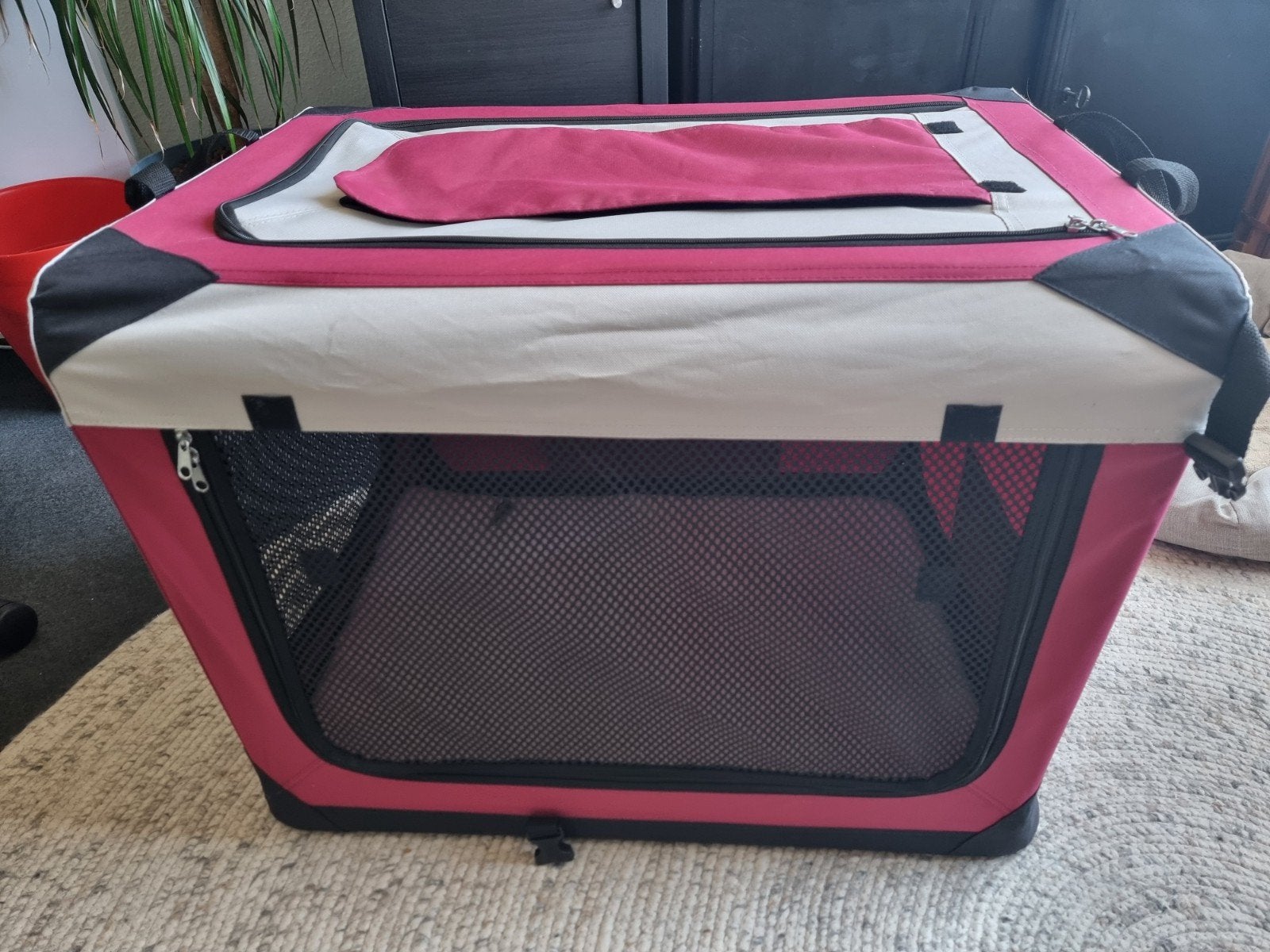 Ferplast nylon opvouwbare honden (reis) bench rood, Ophalen, Zo goed als nieuw