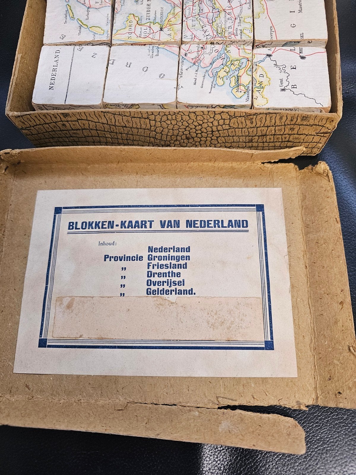 Antieke Blokken-Kaart van Nederland - Zeldzaam Educatief Spe, Ophalen of Verzenden, Nvt, Nvt, Nvt