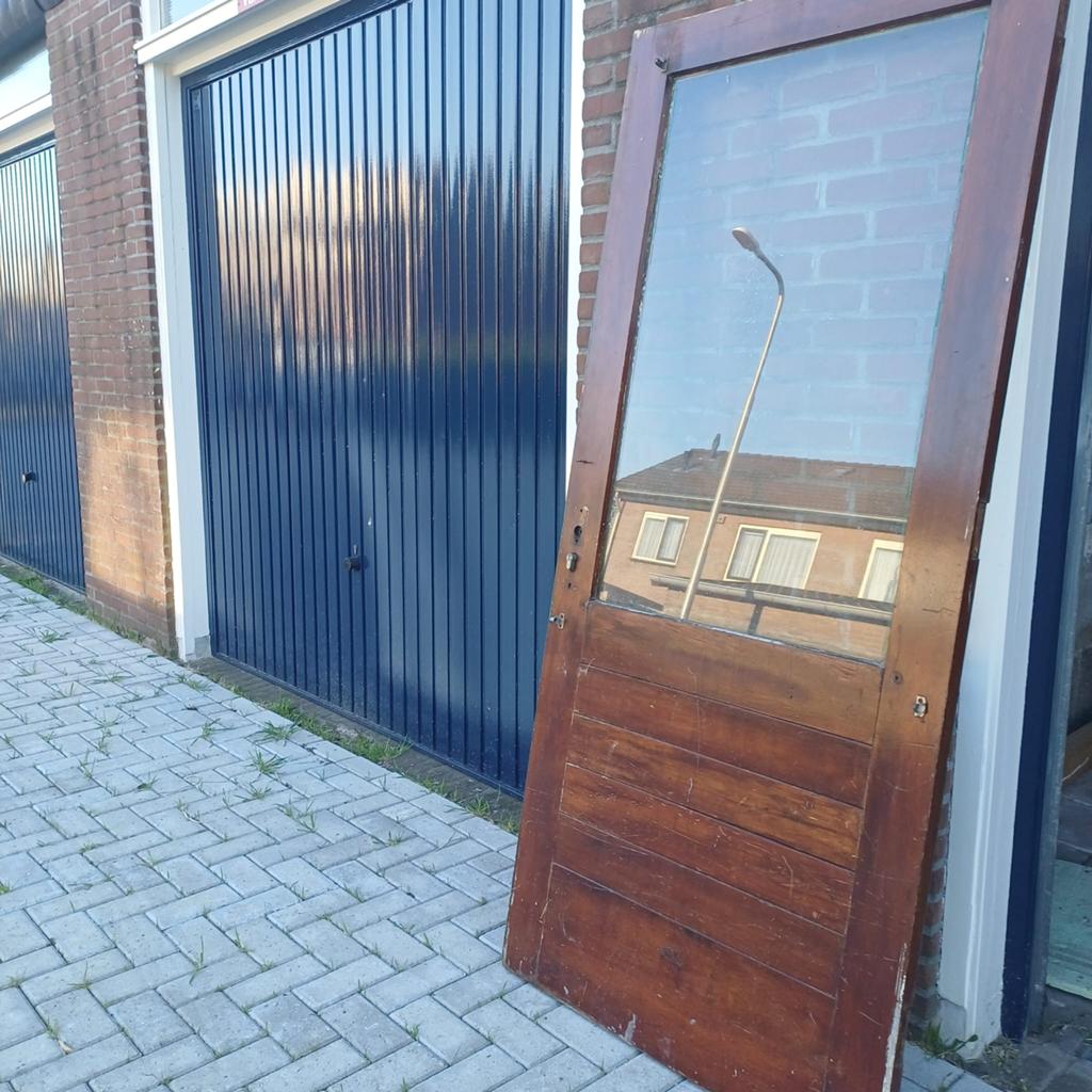 Hardhouten buitendeur, Gebruikt, 80 tot 100 cm, Ophalen of Verzenden, Buitendeur