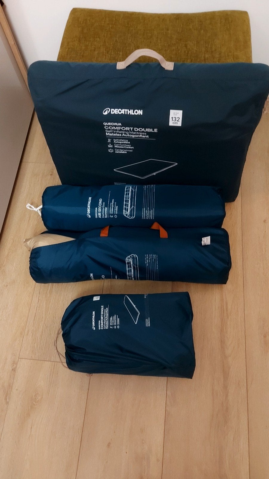 Decathlon slaapmatten en opblaasbaar lattenbodem, Ophalen