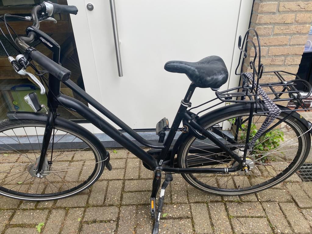 Zwarte Bikkel damesfiets - studentenfiets, Gebruikt, Velgrem, 50 tot 53 cm, Ophalen