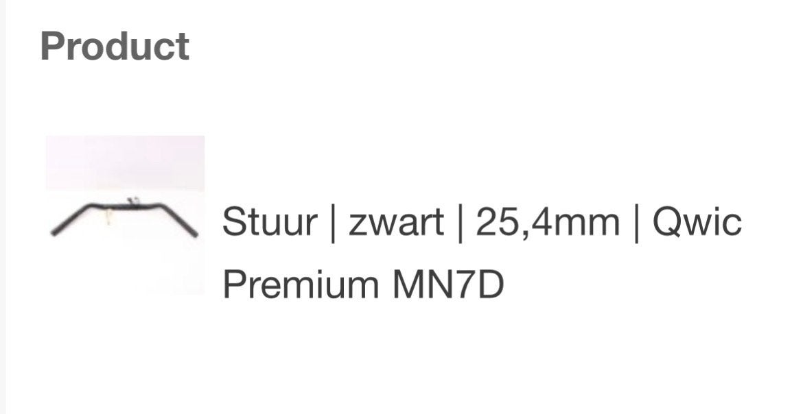 Stuur | zwart | 25,4mm | Qwic Premium MN7D, Ophalen of Verzenden, Gebruikt, Elektrische fiets, Stuur