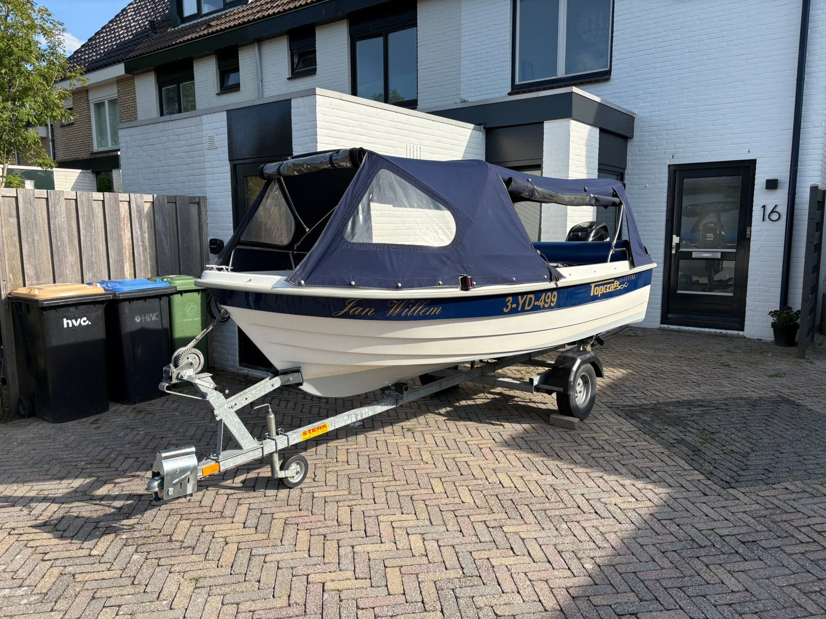 Topcraft 430 Futura + Mercury 25 PK + trailer - Complete set, Ophalen, 10 tot 30 pk, Gebruikt, Viertaktmotor