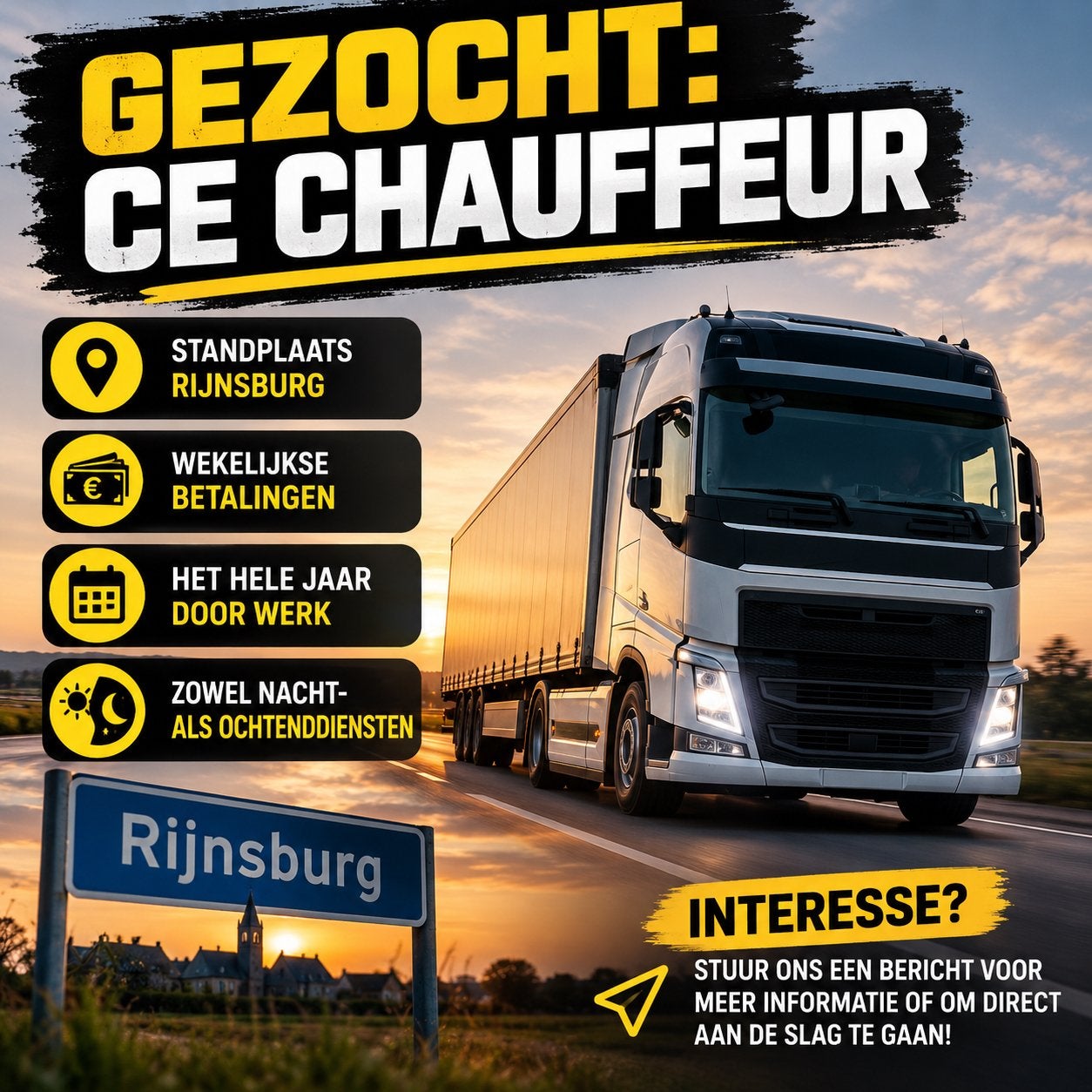 GEZOCHT: CE CHAUFFEUR, Eén persoon