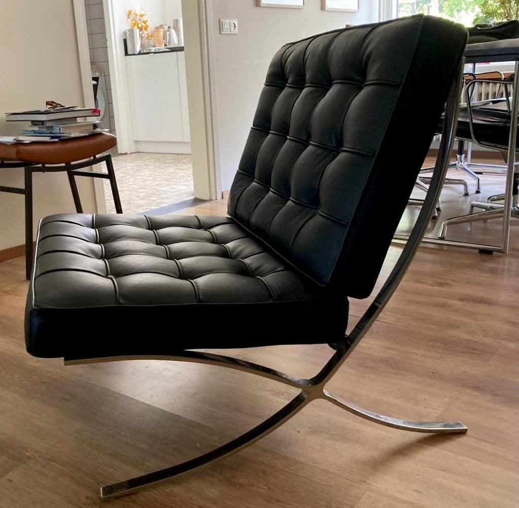 Barcelona Chair, Mies van der Rohe, replica, Ophalen, Gebruikt, Minder dan 75 cm, Overige materialen