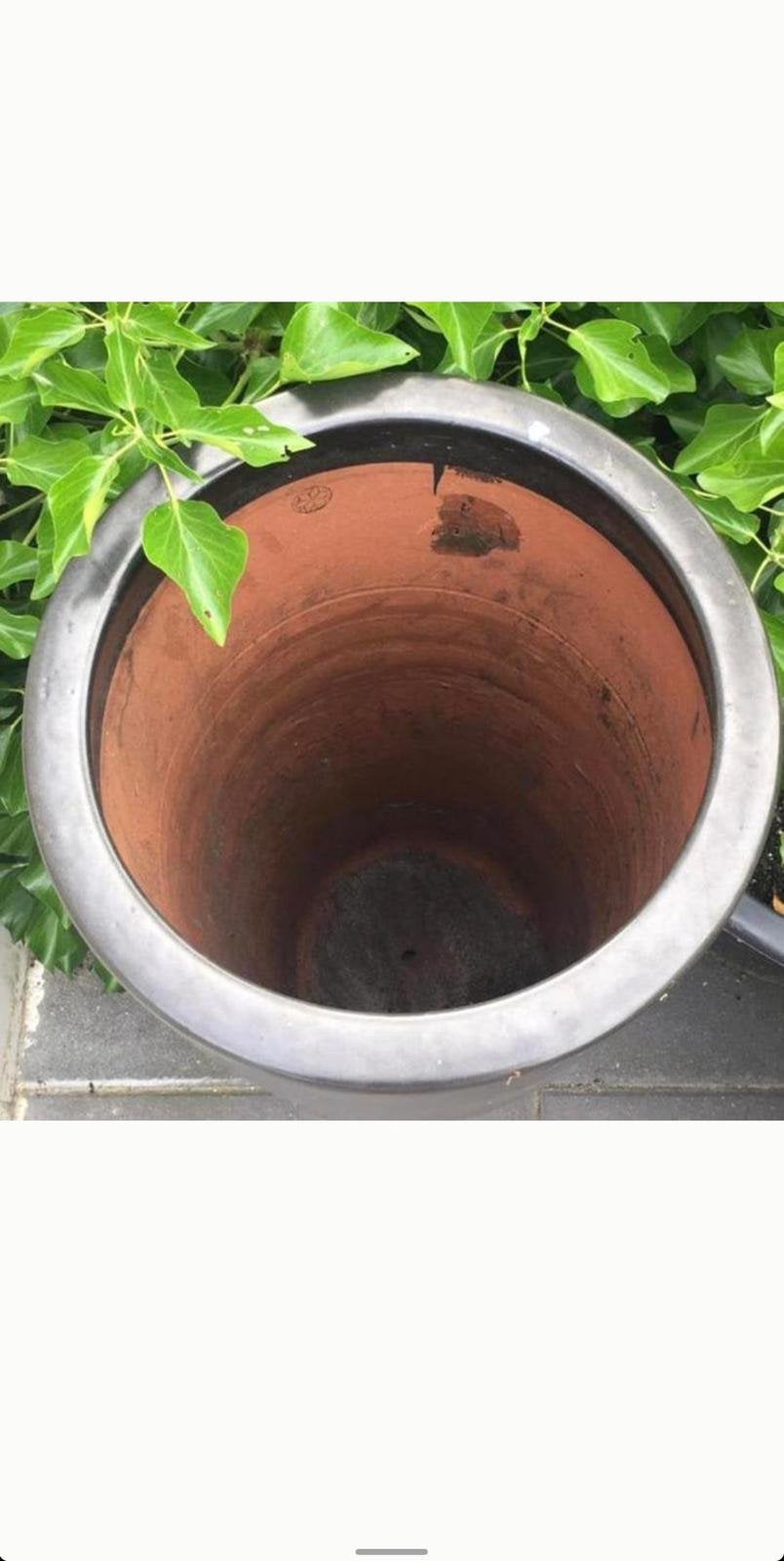 Mooie grote terracotta bloempot 72/39cm antraciet grijs, Gebruikt, Rond, Binnen, Terracotta