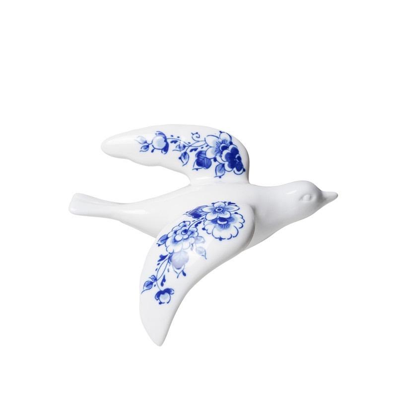 Wandvogels van Heinen Delfts blauw in blauw/wit en goud., Huis en Inrichting, Woonaccessoires | Wanddecoraties, Nieuw, Ophalen of Verzenden
