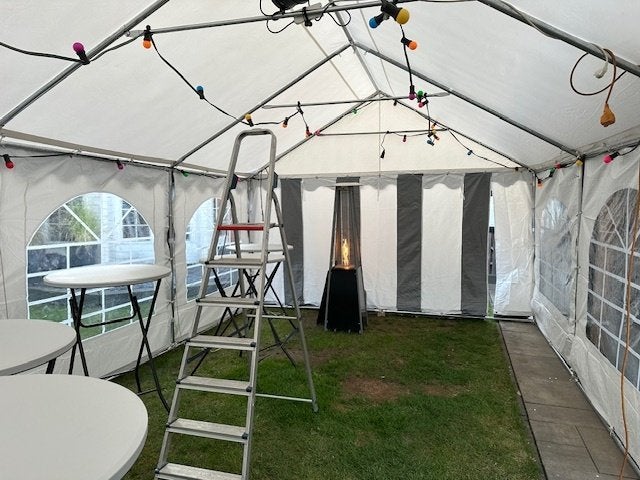 feesttent / partytent 4 x 8 meter te huur met toebehoren, Partytent, Zo goed als nieuw, 4 tot 6 meter, 5 tot 8 meter