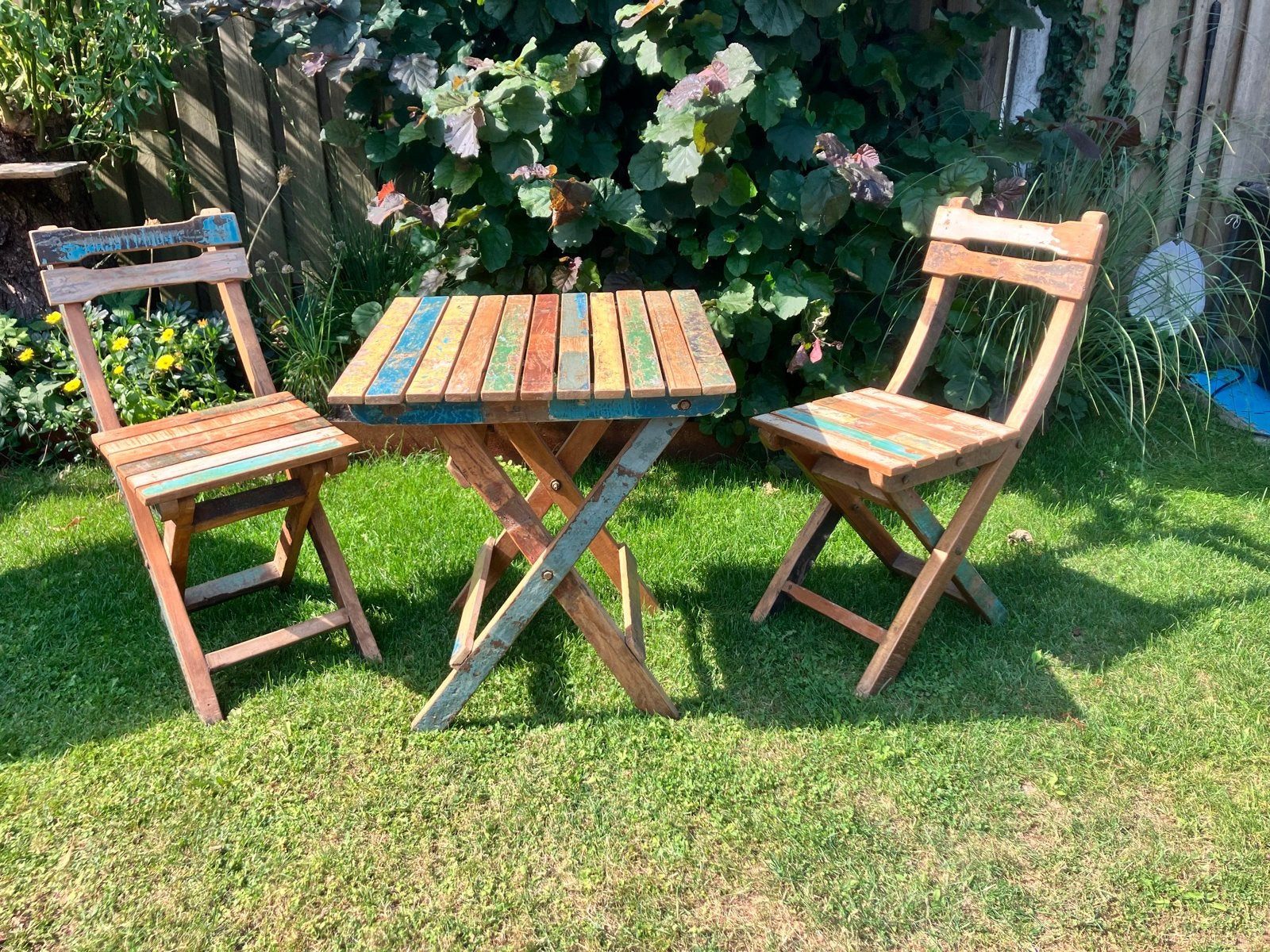 Unieke Teakhouten Tuinset - boothout uit Bali, Gebruikt, Eettafel, Teakhout, Tuinset