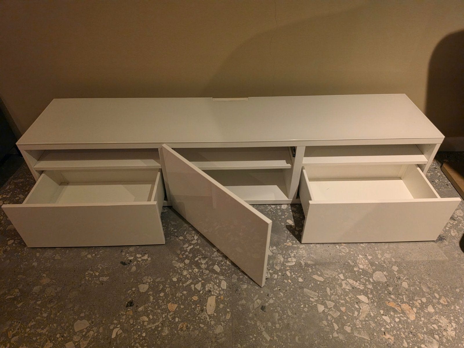 IKEA Besta Meubel Hoogglans Wit - TV-meubel/Dressoir, Ophalen, Overige materialen, Gebruikt, 150 tot 200 cm