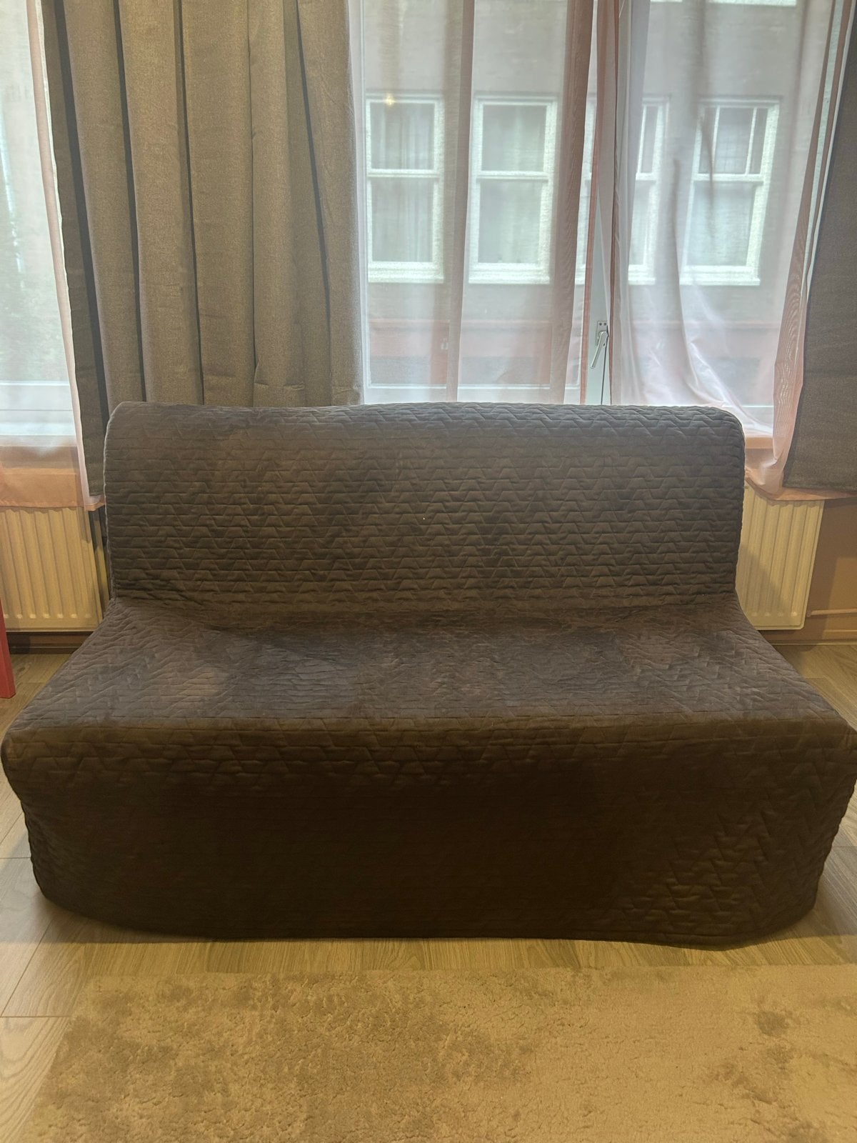 IKEA LYCKSELE MURBO 2-zits slaapbank, donkergrijs, Huis en Inrichting, Ophalen, Tweepersoons, 140 cm, Zo goed als nieuw