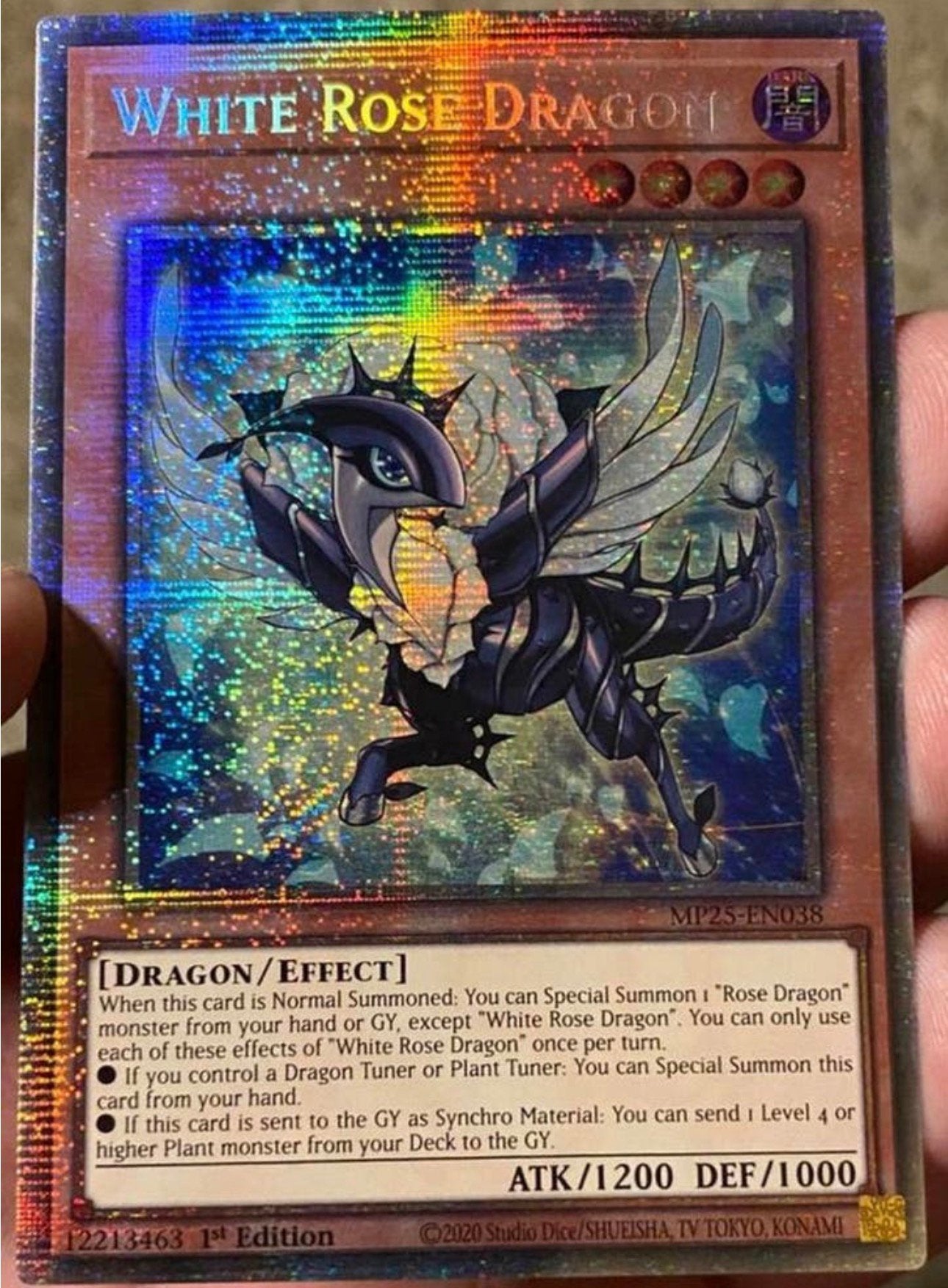Yu-Gi-Oh! White Rose Dragon MP25 1st Ed Starlight Rare !, Ophalen of Verzenden, Zo goed als nieuw, Losse kaart, Foil