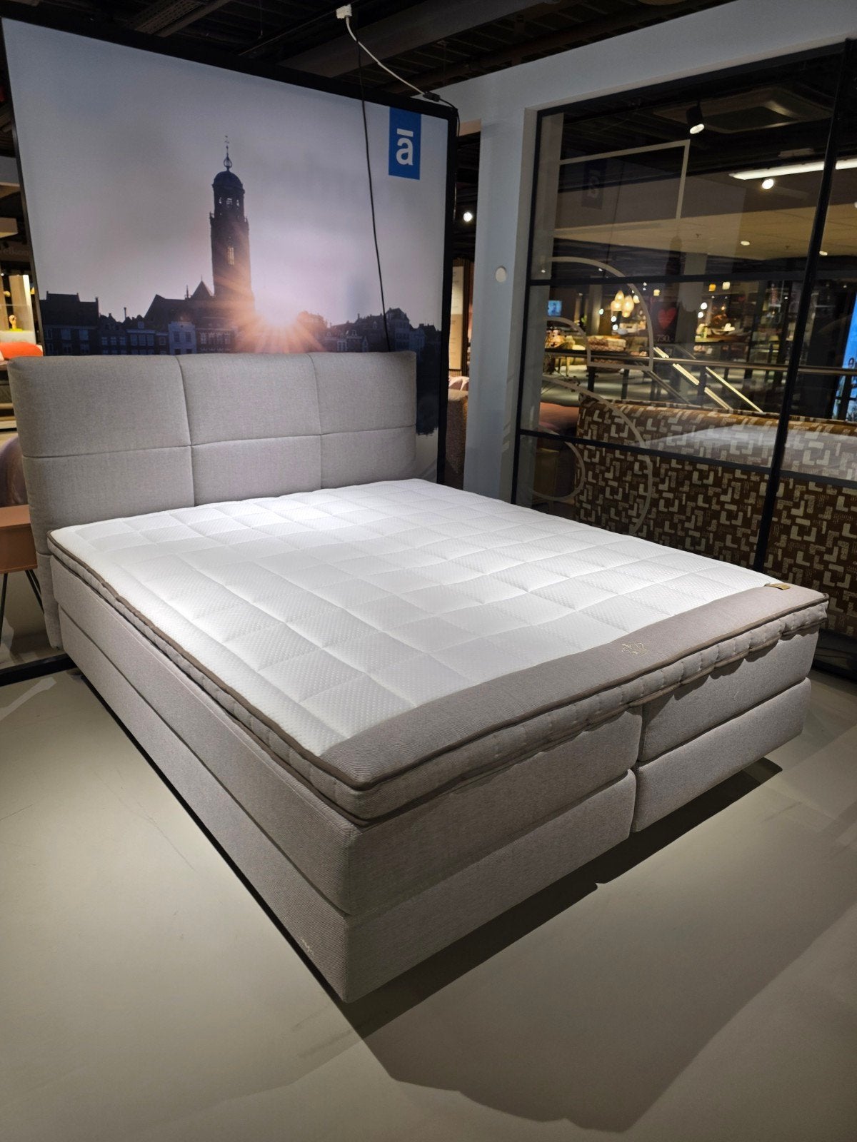 Showroom Auping Kiruna Boxspring 180x210 | 45% korting, 210 cm, Tweepersoons, Ophalen of Verzenden, Zo goed als nieuw