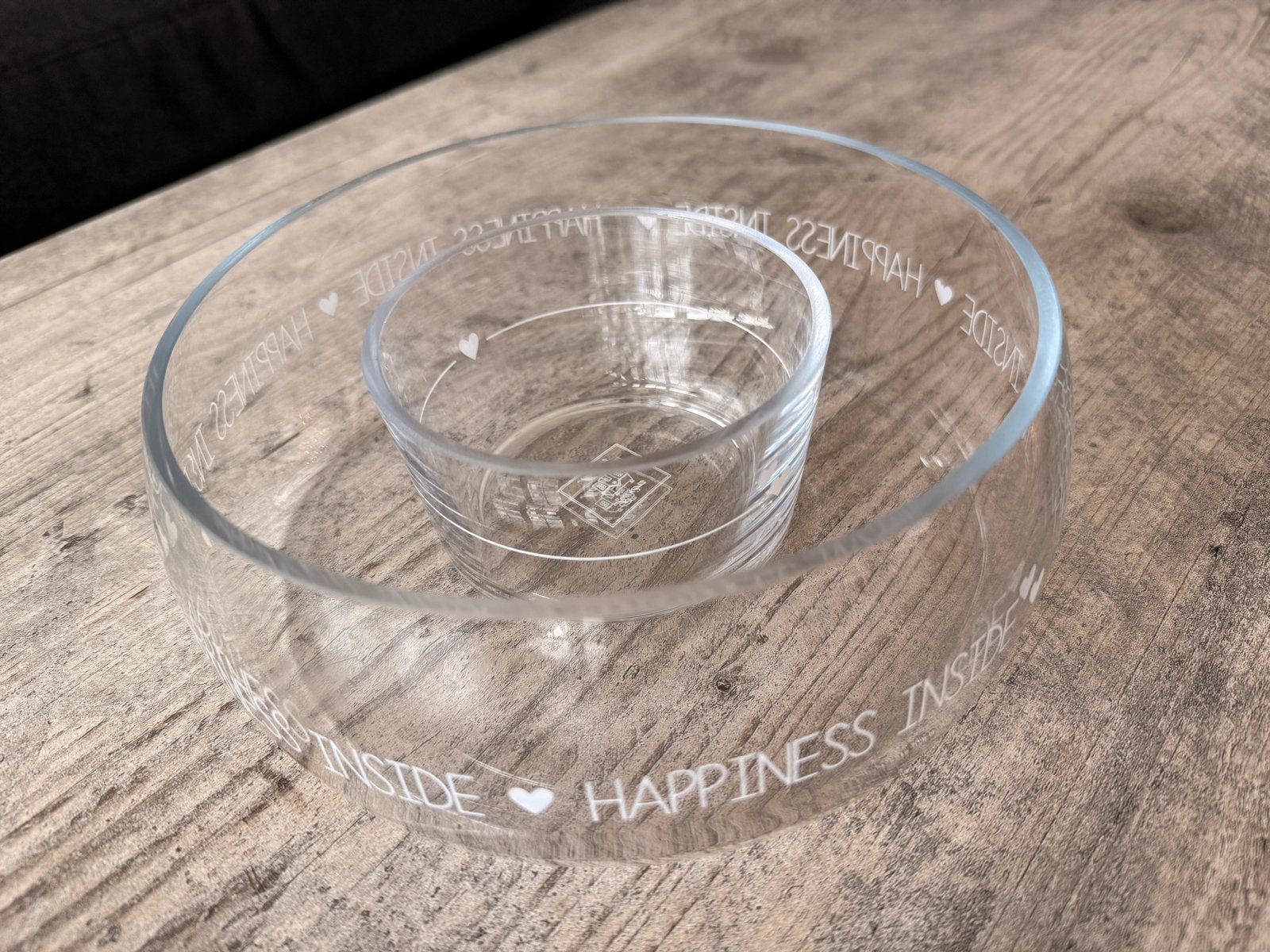 Riviera Maison Glazen schaal 'Happiness Inside', Schaal, Rond, Ophalen of Verzenden, Glas