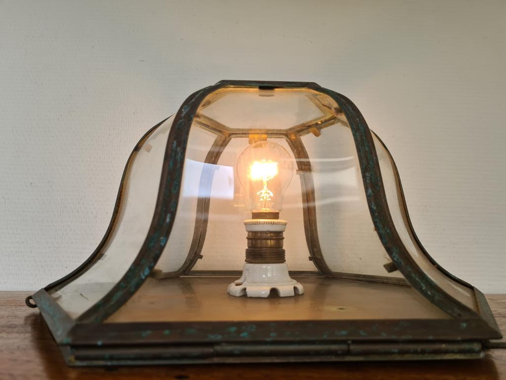 Antieke plafondlamp hallamp, Ophalen, Gebruikt, Glas