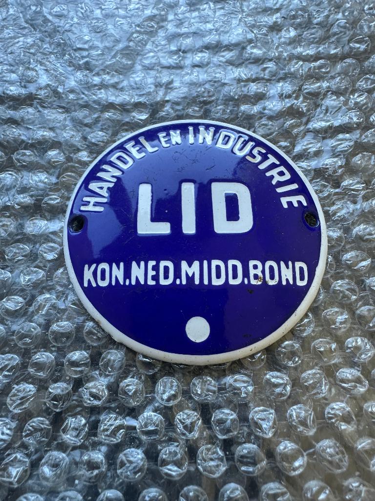 Emaille HANDEL en INDUSTRIE deurpostje / bordje. KNMB NOS, Ophalen of Verzenden, Gebruikt, Reclamebord