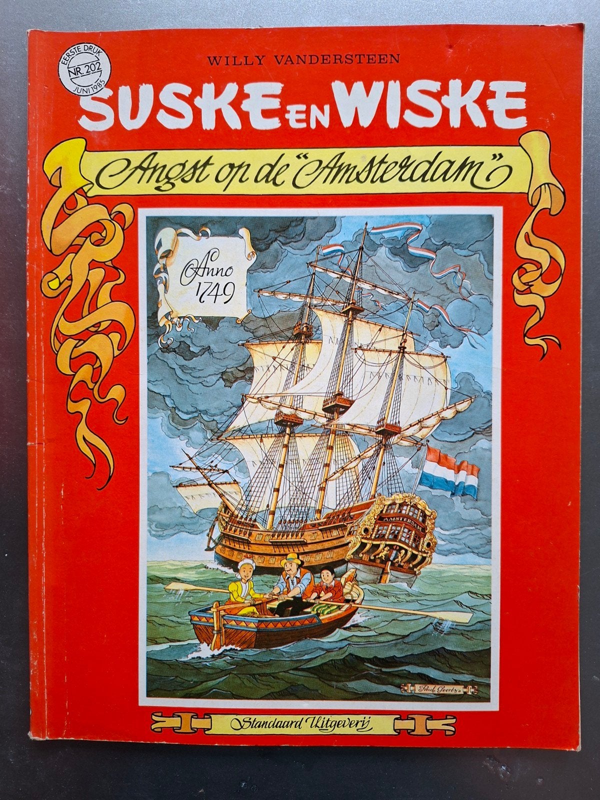 Suske en Wiske 202 – Angst op Amsterdam – 1e druk, Boeken, Stripboeken, Eén stripboek, Ophalen of Verzenden, Gelezen