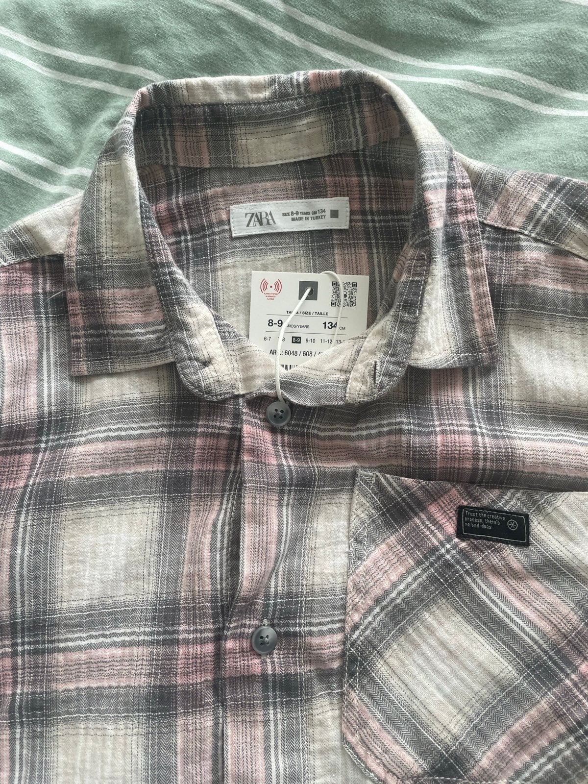 Zara geruit overhemd voor jongens of meisjes, maat 134, Ophalen of Verzenden, Gebruikt, Jongen of Meisje, Overhemd of Blouse