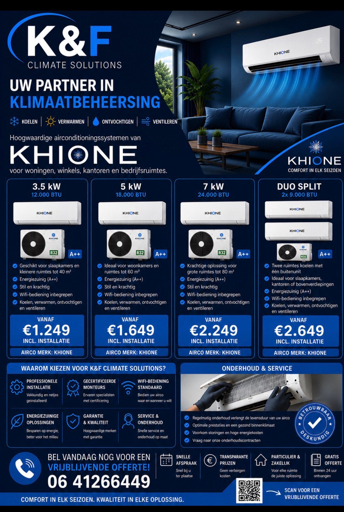 Airco, Koelen en Ontvochtigen, Timer, Nieuw, 3 snelheden of meer
