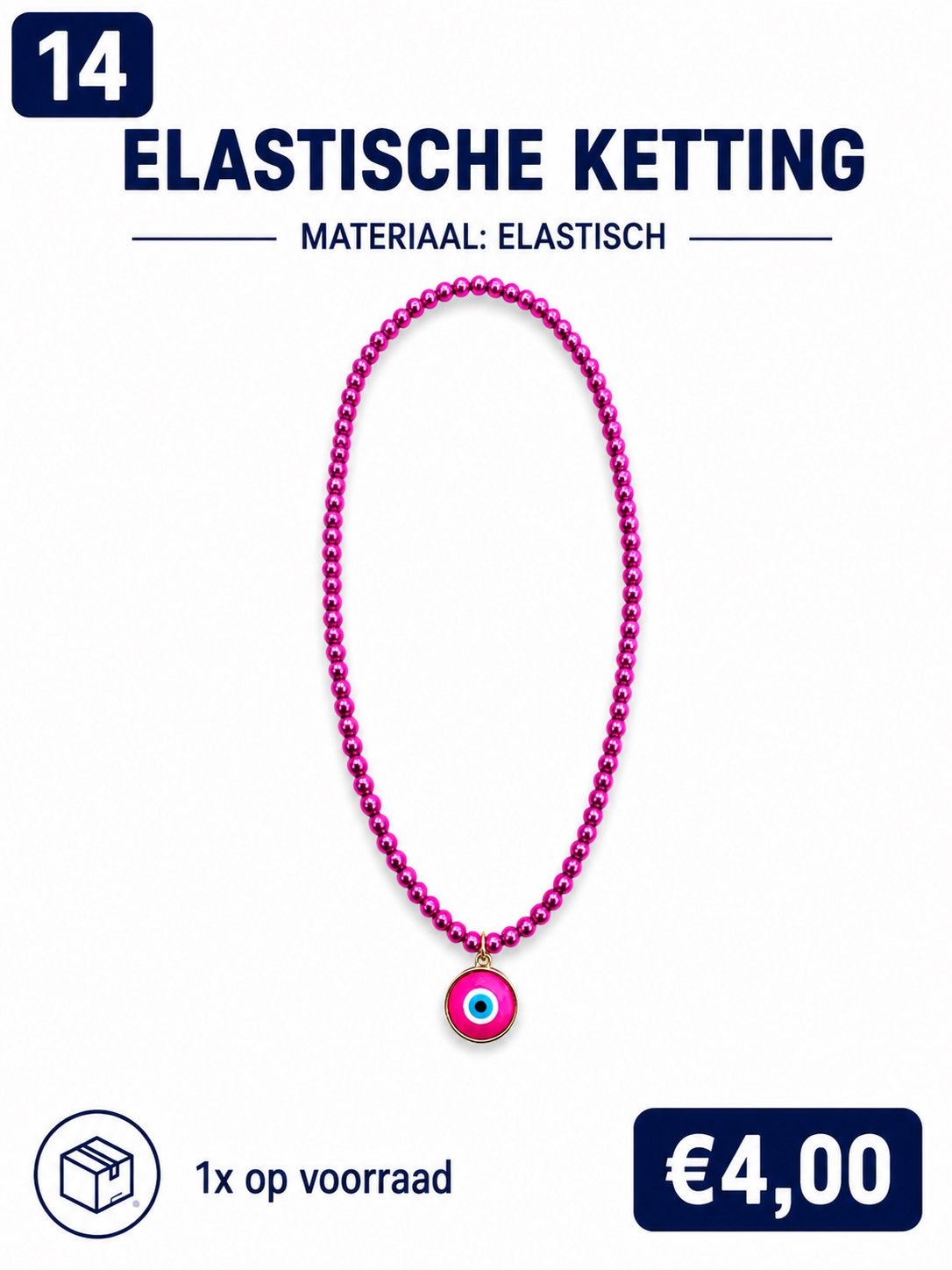 Elastische Ketting met Evil Eye Hanger, Overige kleuren, Nieuw, Ophalen of Verzenden, Overige materialen