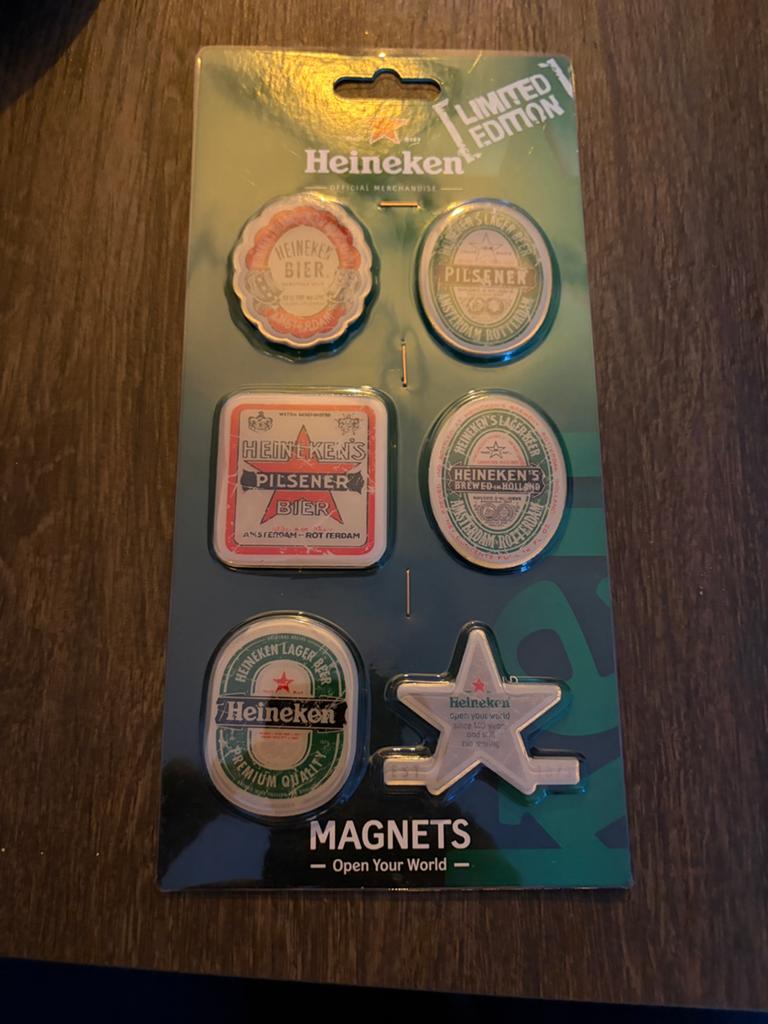 Set van 6 Heineken (koelkast)magneten nieuw ongebruikt, Ophalen, Nieuw