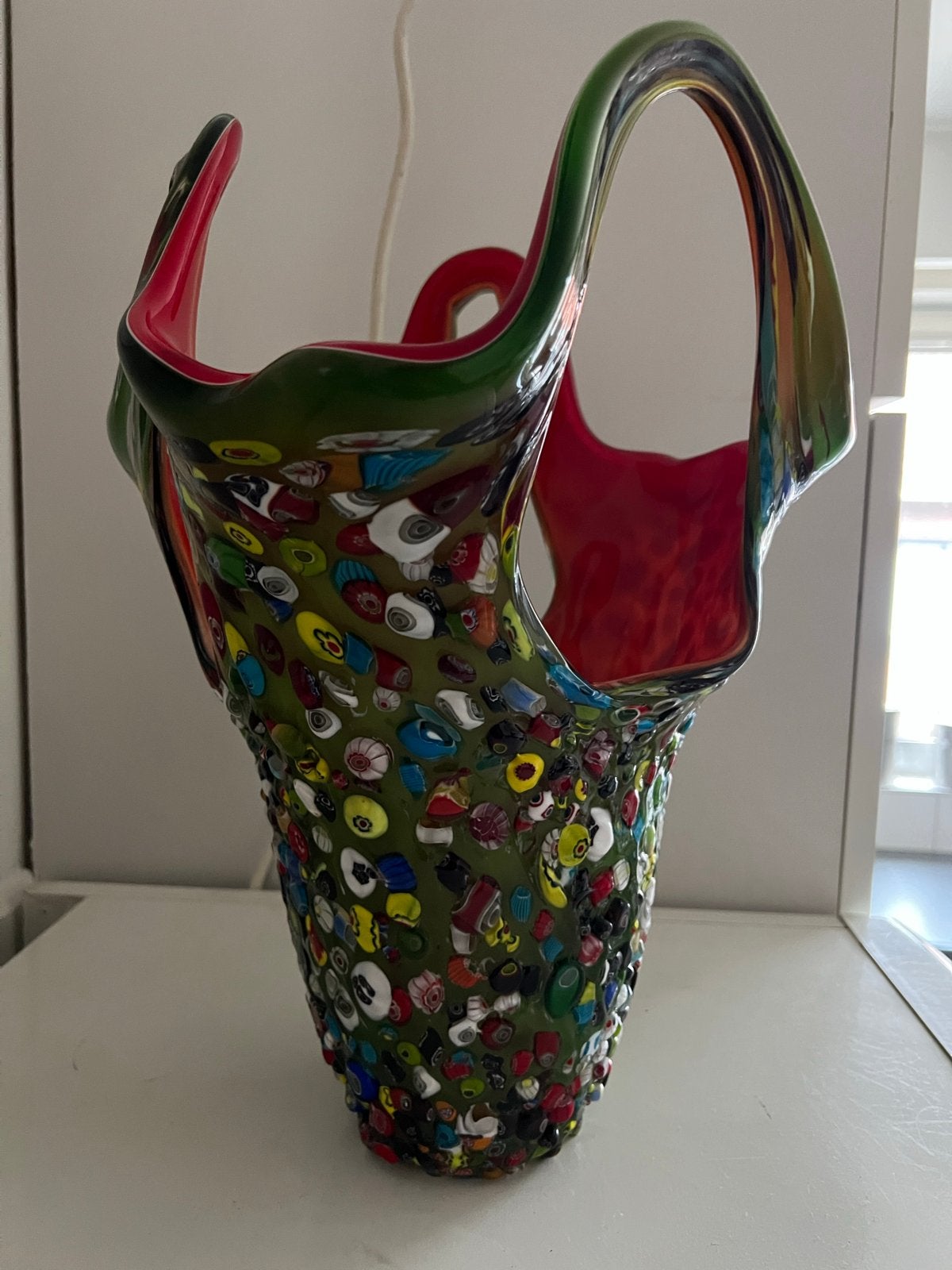 Unieke Murano Millefiori Vaas met Handvatten, Ophalen of Verzenden