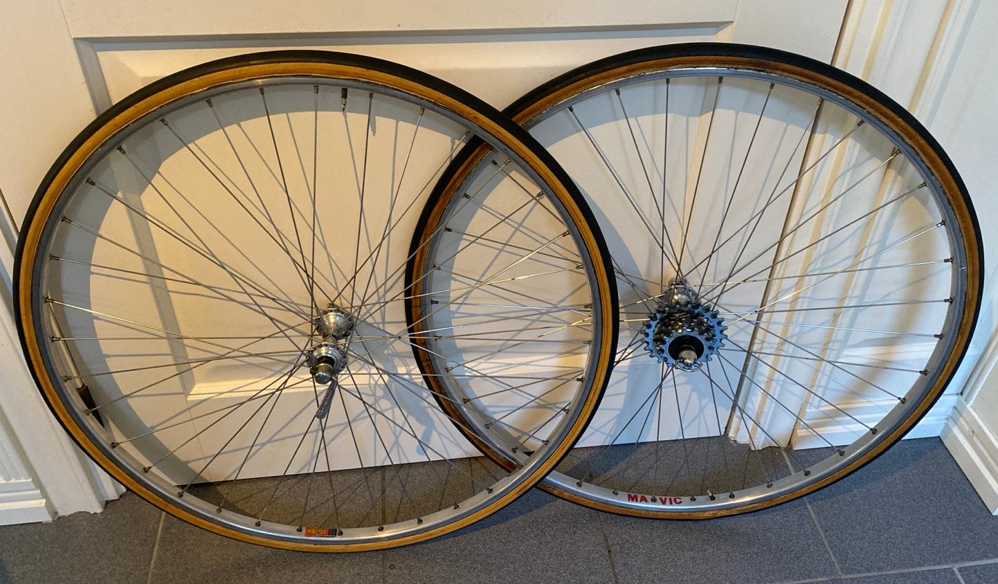 Mavic Montlhery Route wielen met Campagnolo Record naven, Fietsen en Brommers, Wiel, Gebruikt, Ophalen of Verzenden, Aluminium