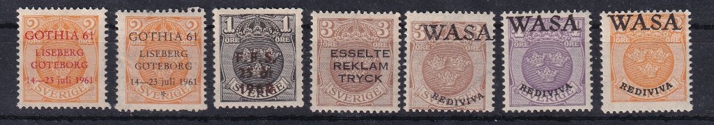 A165A) Zweden 7 reklame zegels opdruk weinig aangeboden, Verzenden, Buitenland