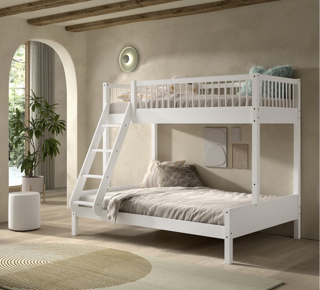 Forrest Beech 3-persoons stapelbed - 90x200 / 140x200 - Wit, Niet ingevuld, Niet ingevuld, Niet ingevuld