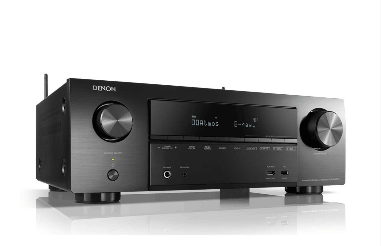 Denon AVR-X1500H Receiver met Jamo Home Cinema speakers, 120 tot 150 watt, Inclusief kabels, Zo goed als nieuw, Surroundset