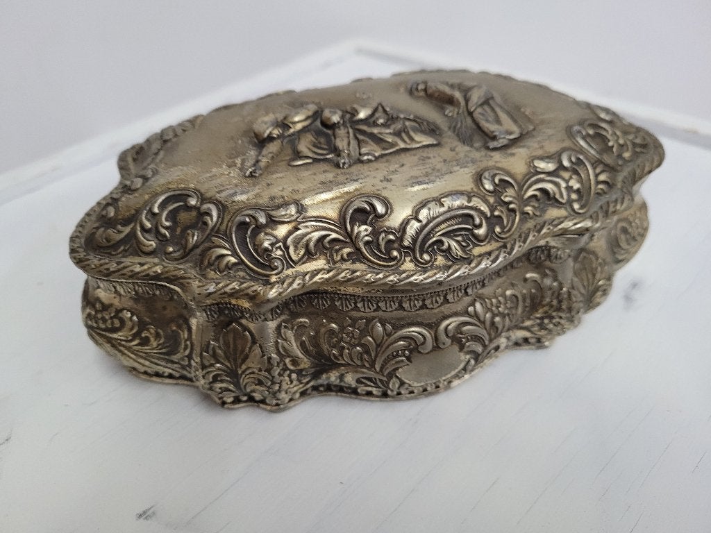 mooie antiek verzilverde sieraden doos, Ophalen of Verzenden