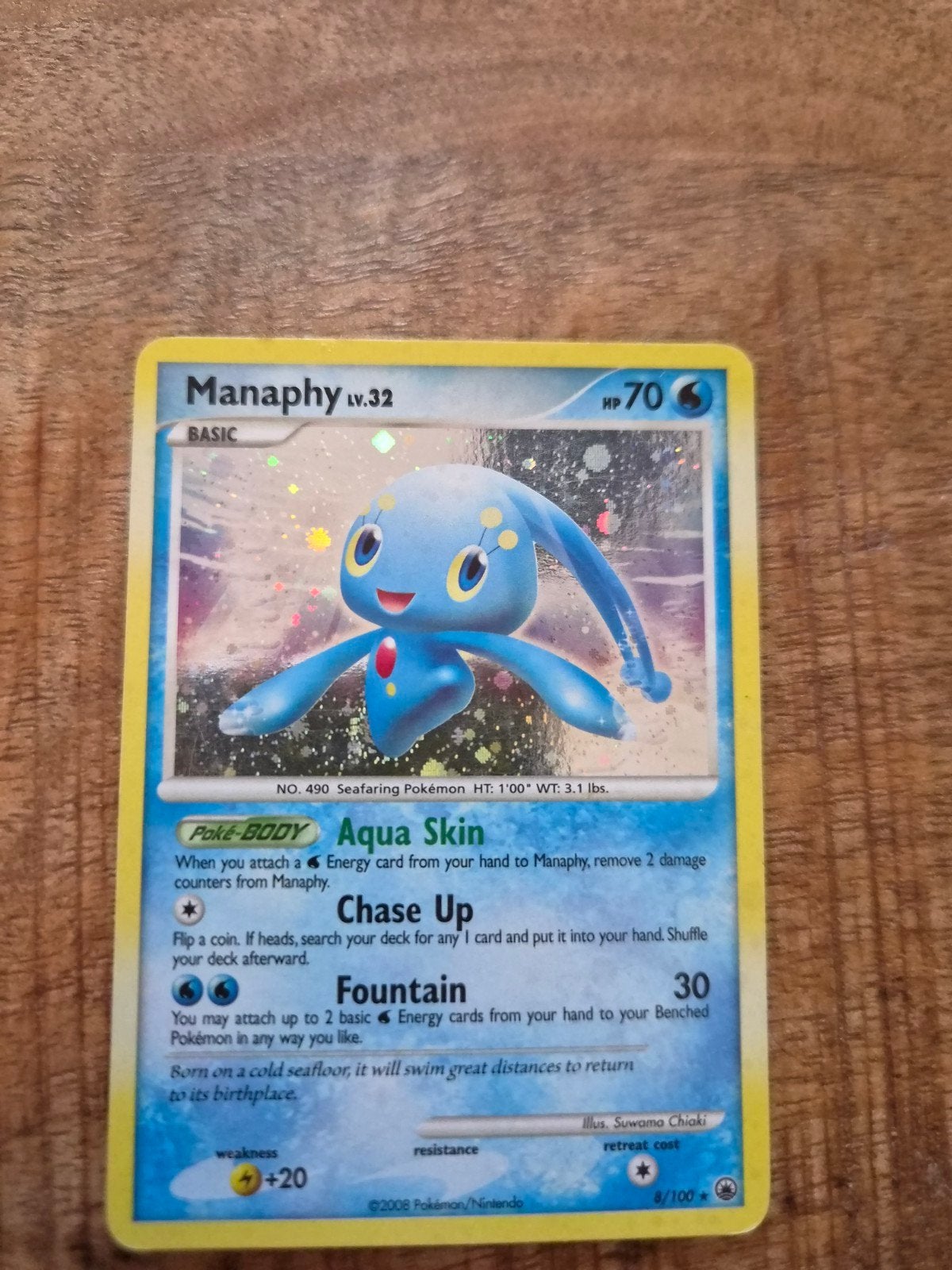 Manaphy 8/100 Holo Rare - Majestic Dawn (2008), Ophalen of Verzenden, Gebruikt, Losse kaart, Foil